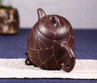 《金絲秦權》宜興紫砂壺工藝美術師手工紫泥泡茶壺秦權茶具