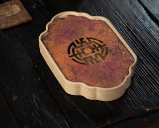 柴燒方型銅片干泡臺 柴燒方型銅片干泡臺