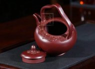 《梵華提梁》純手工高級工藝美術師宜興紫砂創新提梁壺紫泥泡茶壺套壺