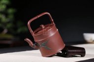 《新竹提梁》紫砂茶具茶壺工藝美術師純手工新竹提梁底槽青