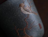 《琴瑟對杯》宜興紫砂壺作品全手工紫泥