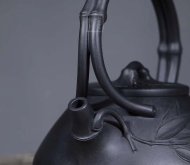 《石瓢提梁》宜興紫砂壺工藝美術師手工小容量功夫茶壺紫泥還原燒石瓢提梁